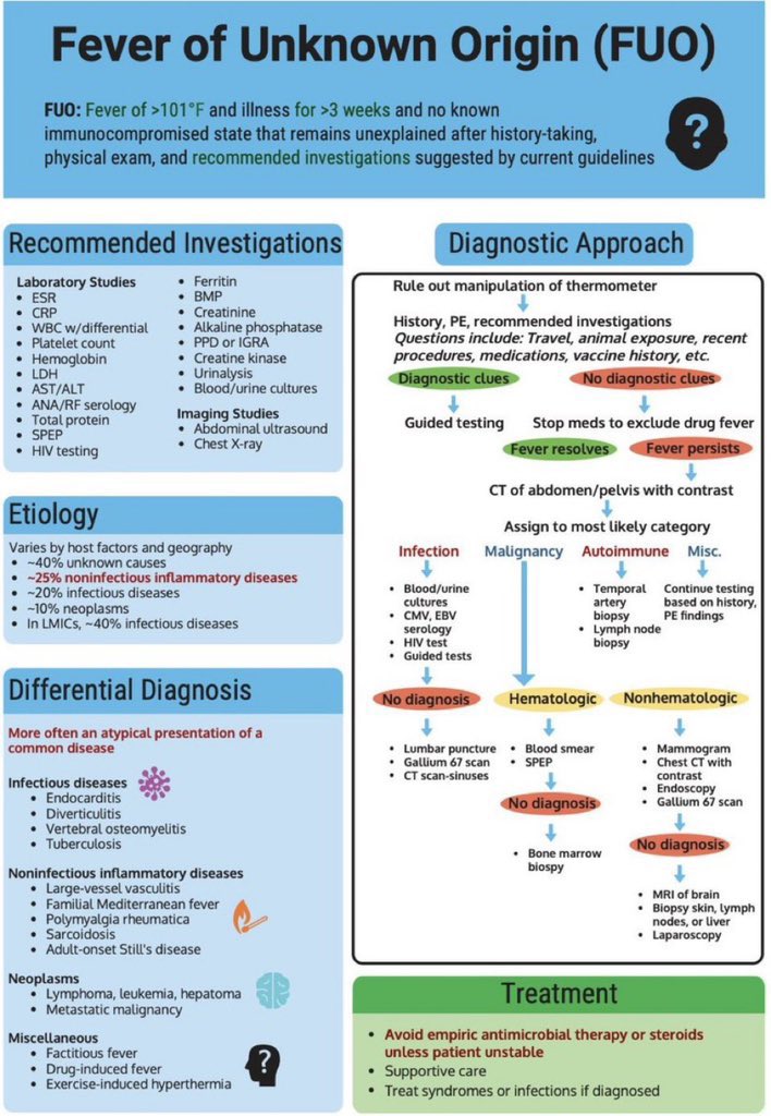 Fever of Unknown Origin diagnostic diagram